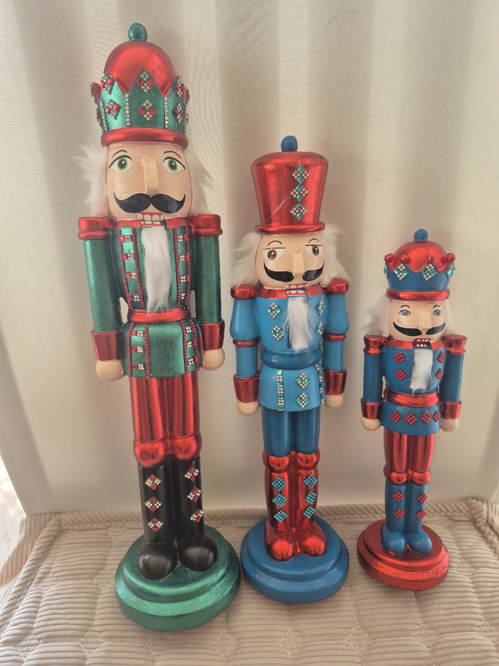 Festive Red and Teal Nutcracker Set - Holiday Home Accent